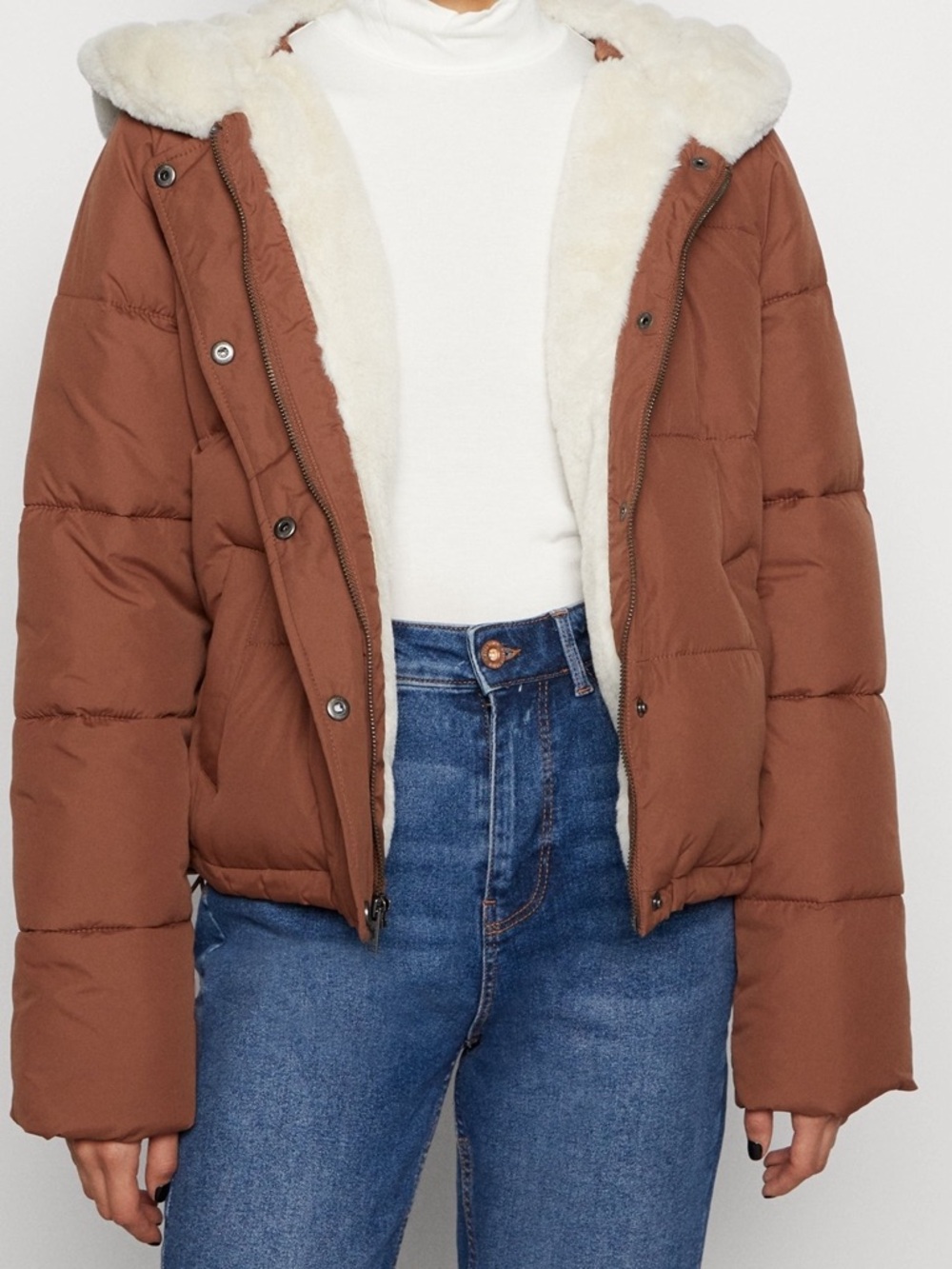 Hollister Brown Faux Fur Lined Puffer Jacket